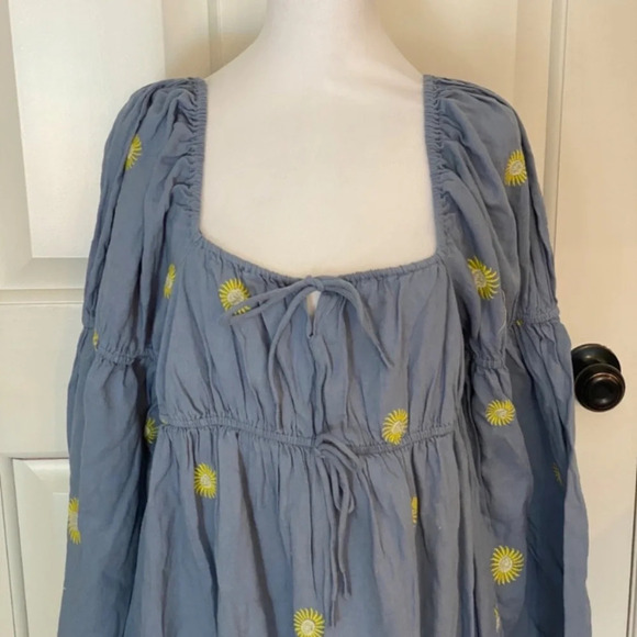 New! Free People Emory Embroidered Sun Midi Dress blue nwot 27068 - Picture 5 of 14